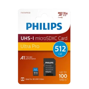 Philips Ultra Speed 512GB MicroSD Kart – UHS-I U1 | CLASS 10 | 80MB/S | SD Adaptörlü